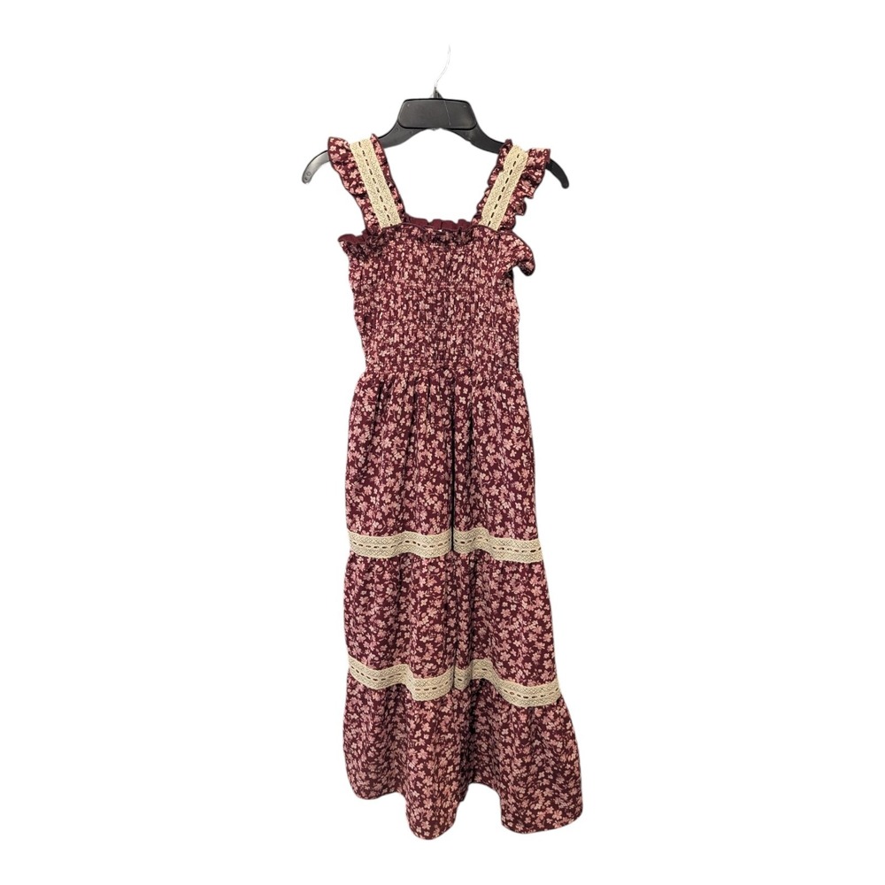 BBC-2 Speechless Girls Sleeveless Floral Maxi Dress Size 7 - Wine/Mauve